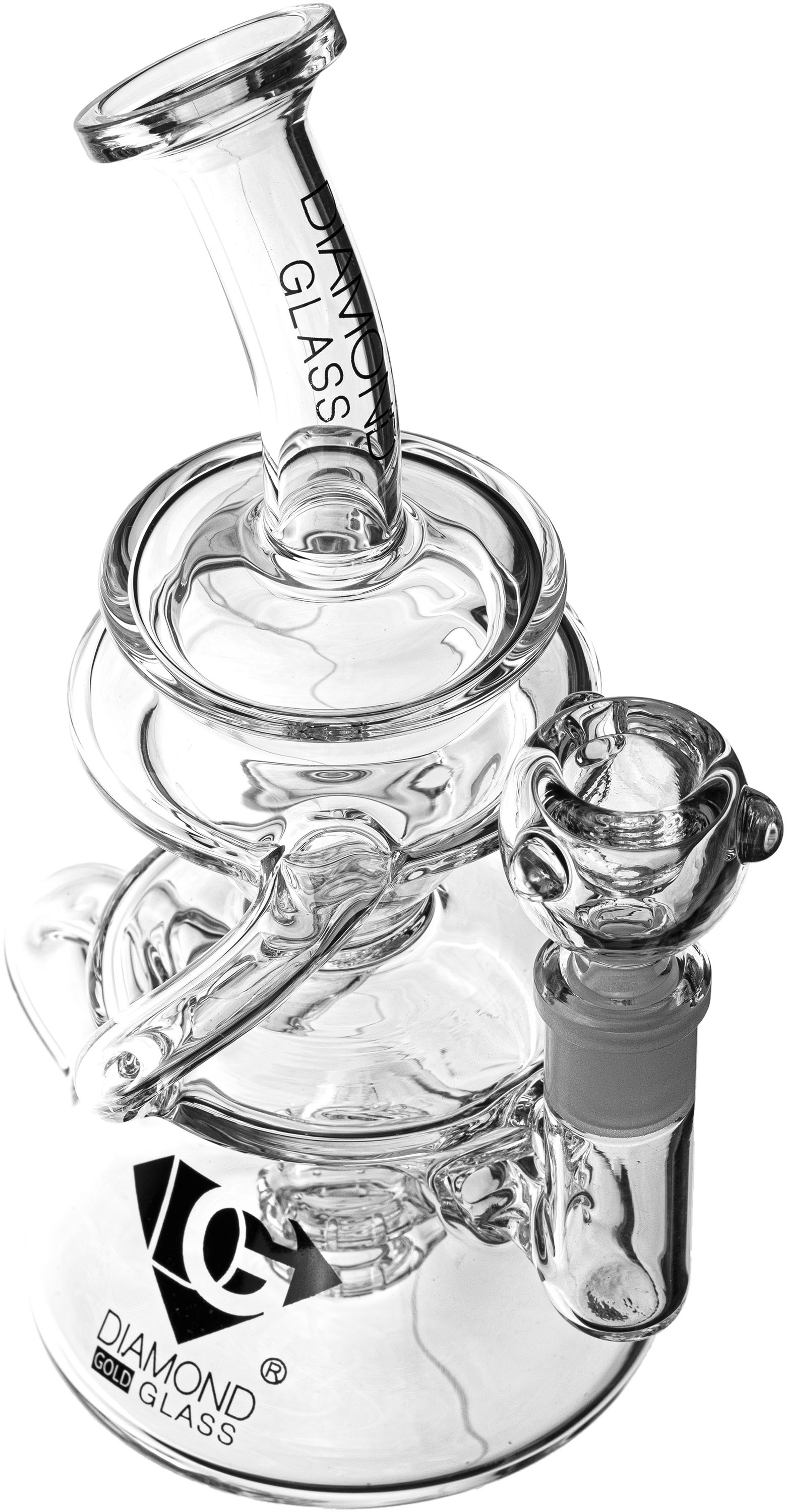 9" Hourglass Swiss Recycler Rig, by Diamond Glass (free banger included)