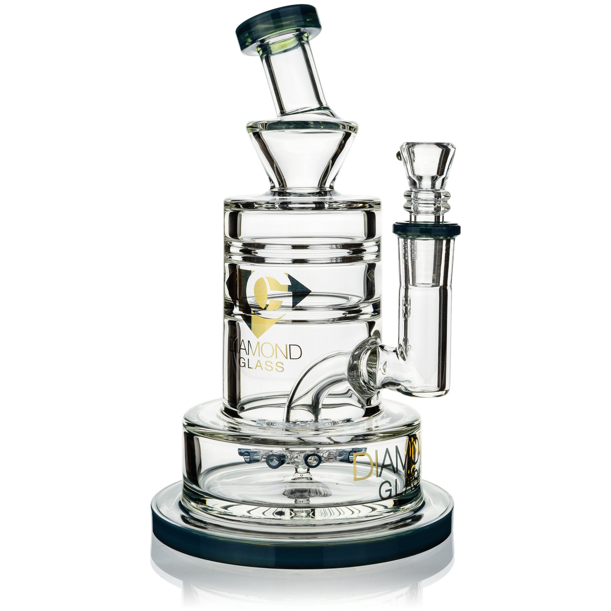 8" Heavy Base Crystal Cut Rig w/ Cyclone Perc, by Diamond Glass (free banger included) - BKRY Inc.