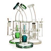 11" Rig w/ Showerhead + Hammer Perc, by Diamond Glass (free banger included) - Bat Kountry