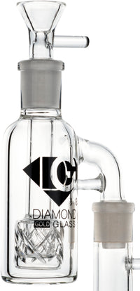 Ash Catcher w/ 14mm Joint, 90˚ Angle Reti Perc, by Diamond Glass