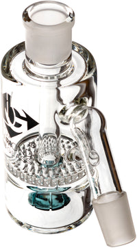 Ash Catcher w/ 18mm Joint, 45˚ Angle, Honeycomb to Showerhead, by Diamond Glass