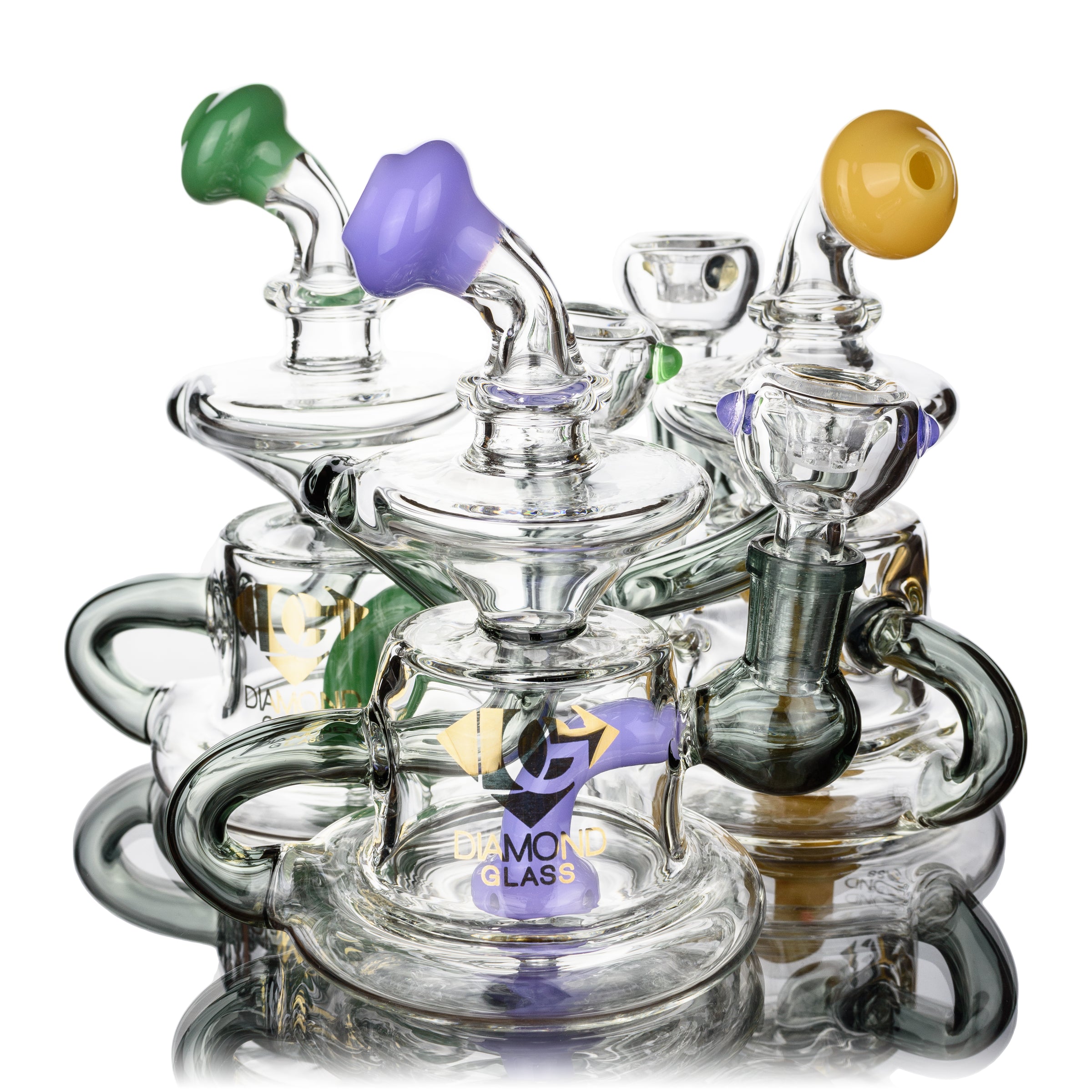 6" Compact Rig w/ Showerhead Recycler, by Diamond Glass (free banger included) - Bat Kountry