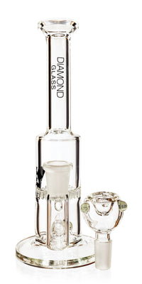 8" Rig w/ Inline to Honeycomb Perc, by Diamond Glass (free banger included) - Bat Kountry