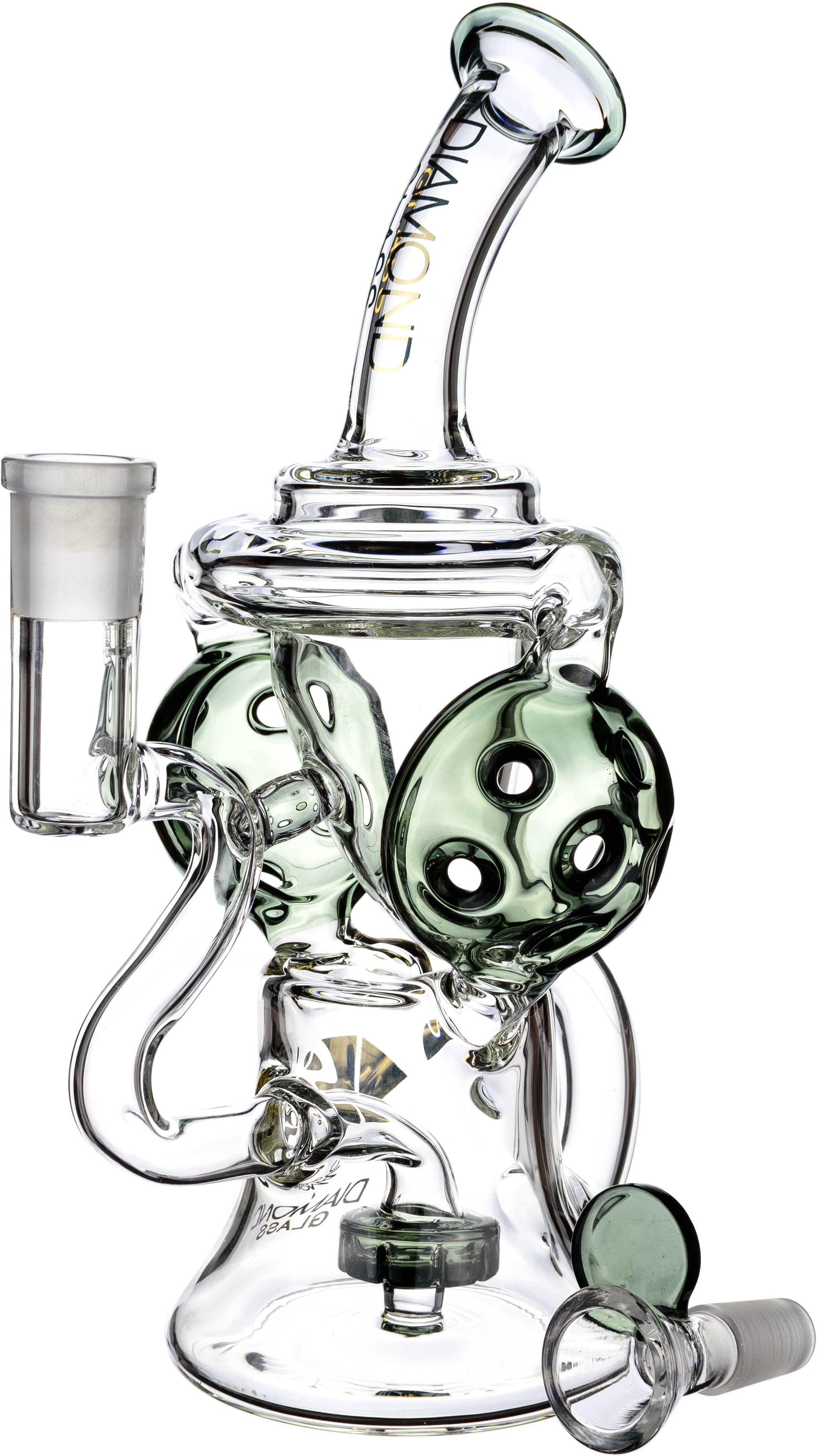 9" Rig w/ Headphones Swiss Recycler, by Diamond Glass (free banger included) - Bat Kountry