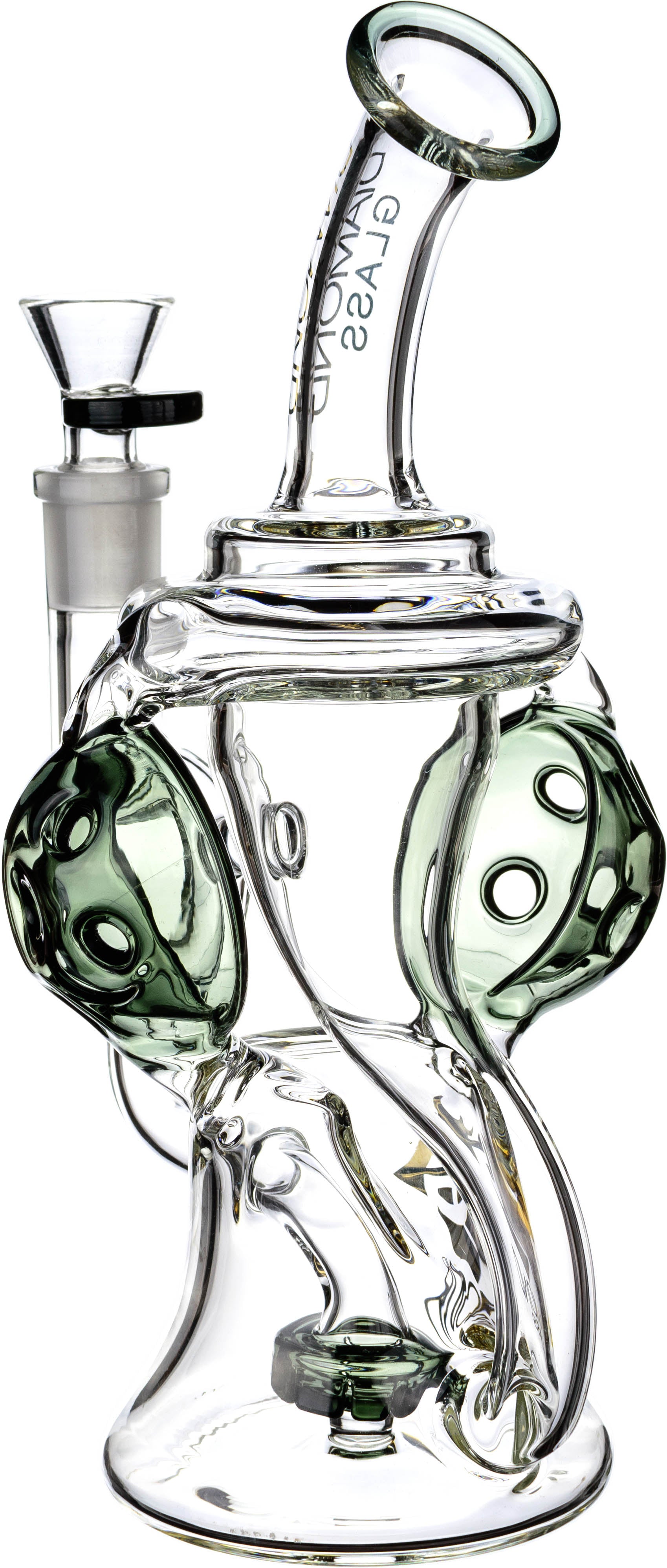 9" Rig w/ Headphones Swiss Recycler, by Diamond Glass (free banger included) - Bat Kountry