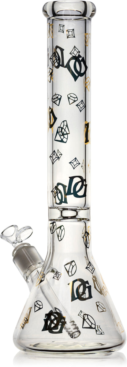 Diamond Glass Gold Karat Beaker Water Pipe 