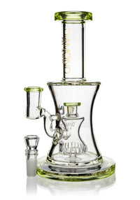 8" Hourglass Rig w/ Showerhead Perc, by Diamond Glass (free banger included) - Bat Kountry