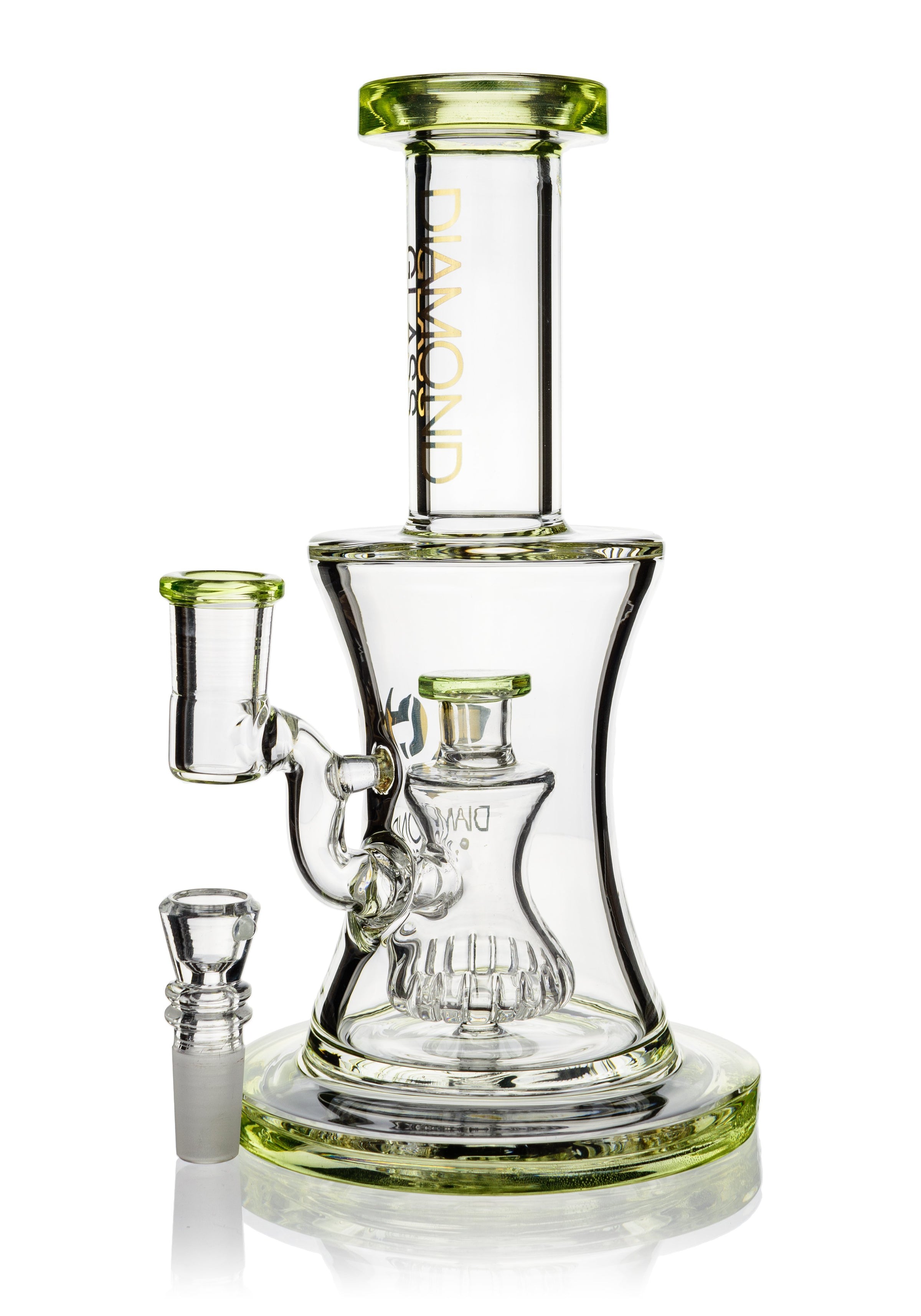 8" Hourglass Rig w/ Showerhead Perc, by Diamond Glass (free banger included) - Bat Kountry