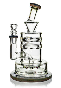 8" Heavy Base Crystal Cut Rig w/ Cyclone Perc, by Diamond Glass (free banger included) - Bat Kountry