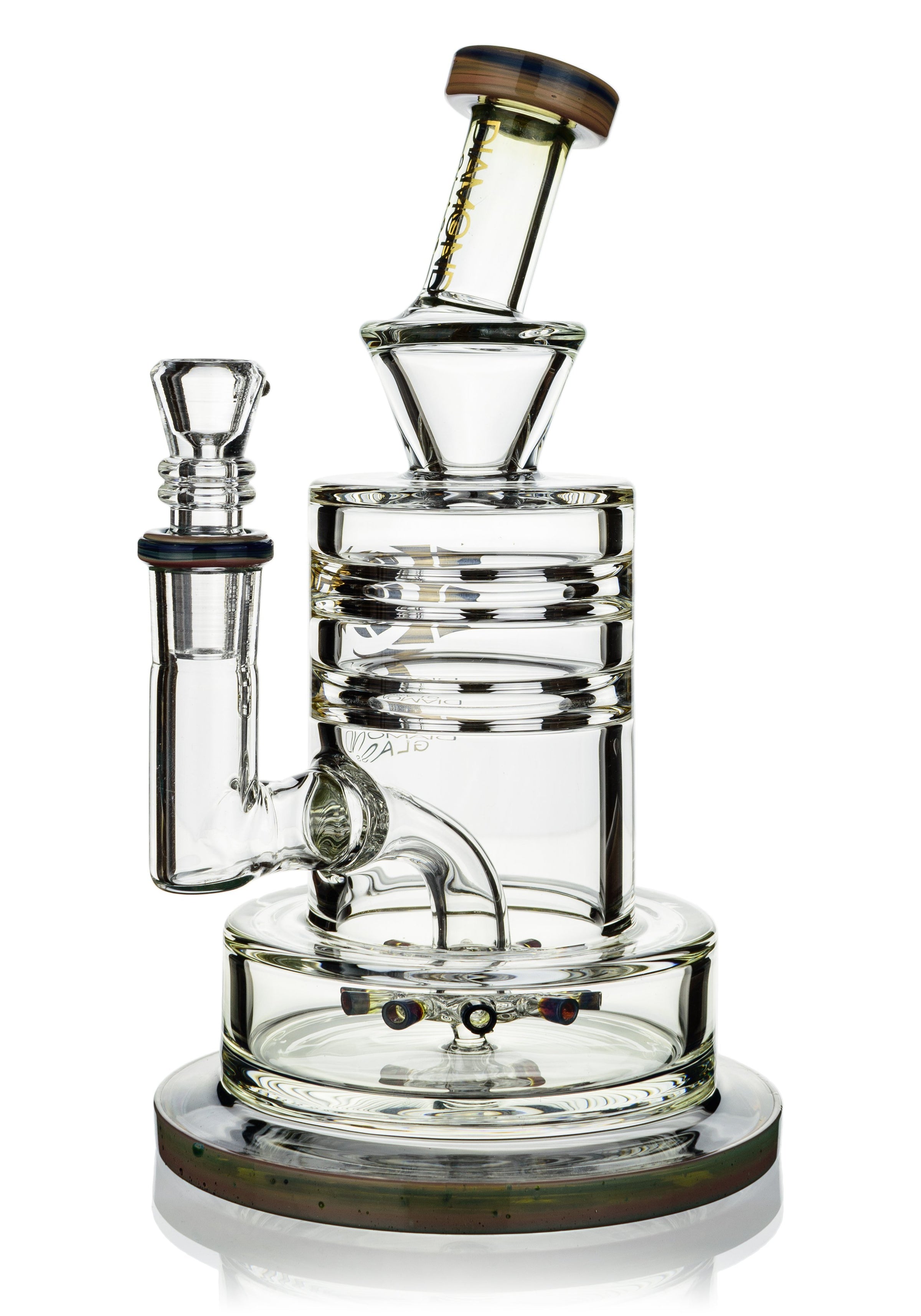 8" Heavy Base Crystal Cut Rig w/ Cyclone Perc, by Diamond Glass (free banger included) - Bat Kountry