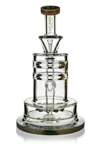 8" Heavy Base Crystal Cut Rig w/ Cyclone Perc, by Diamond Glass (free banger included) - Bat Kountry