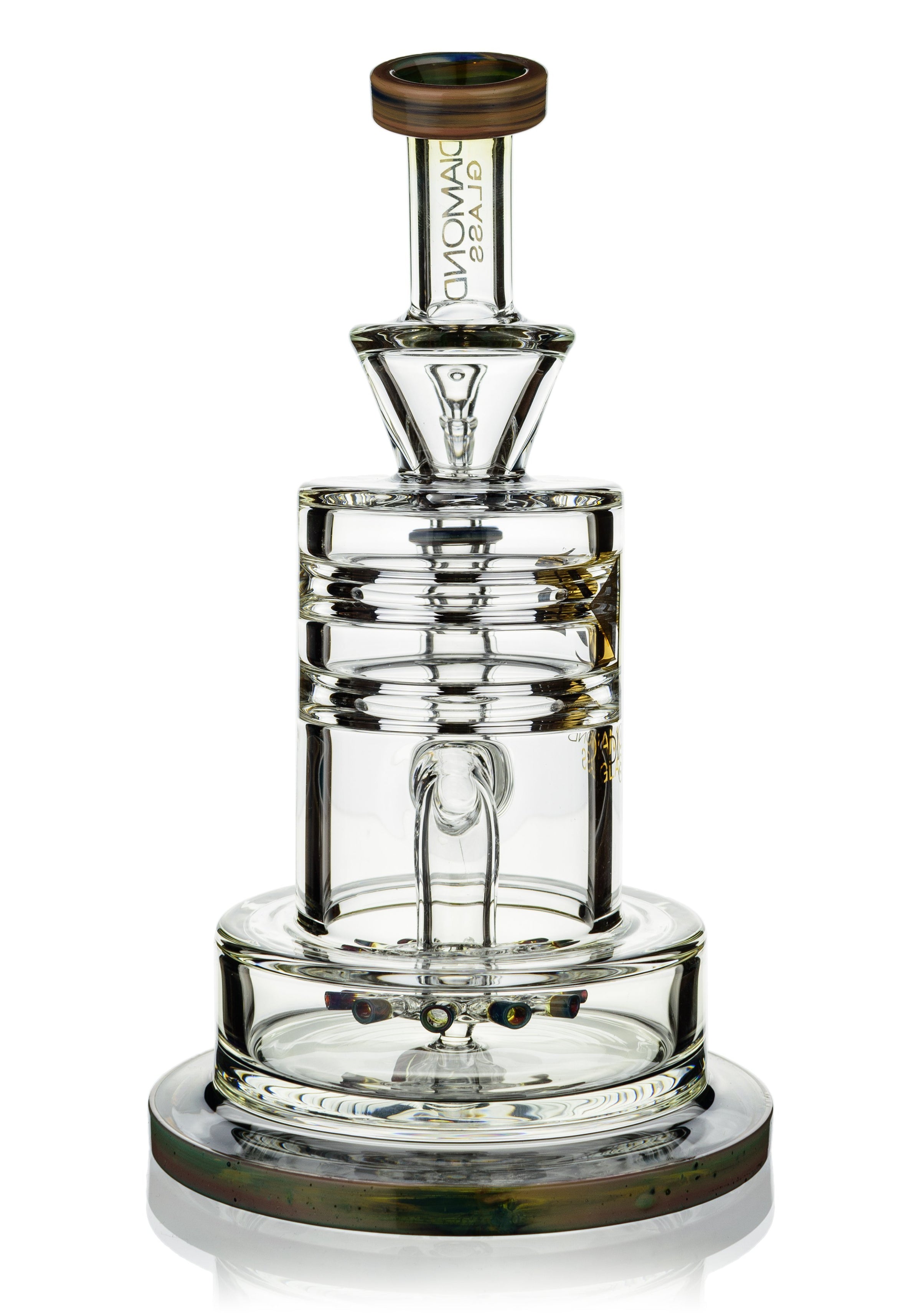 8" Heavy Base Crystal Cut Rig w/ Cyclone Perc, by Diamond Glass (free banger included) - Bat Kountry