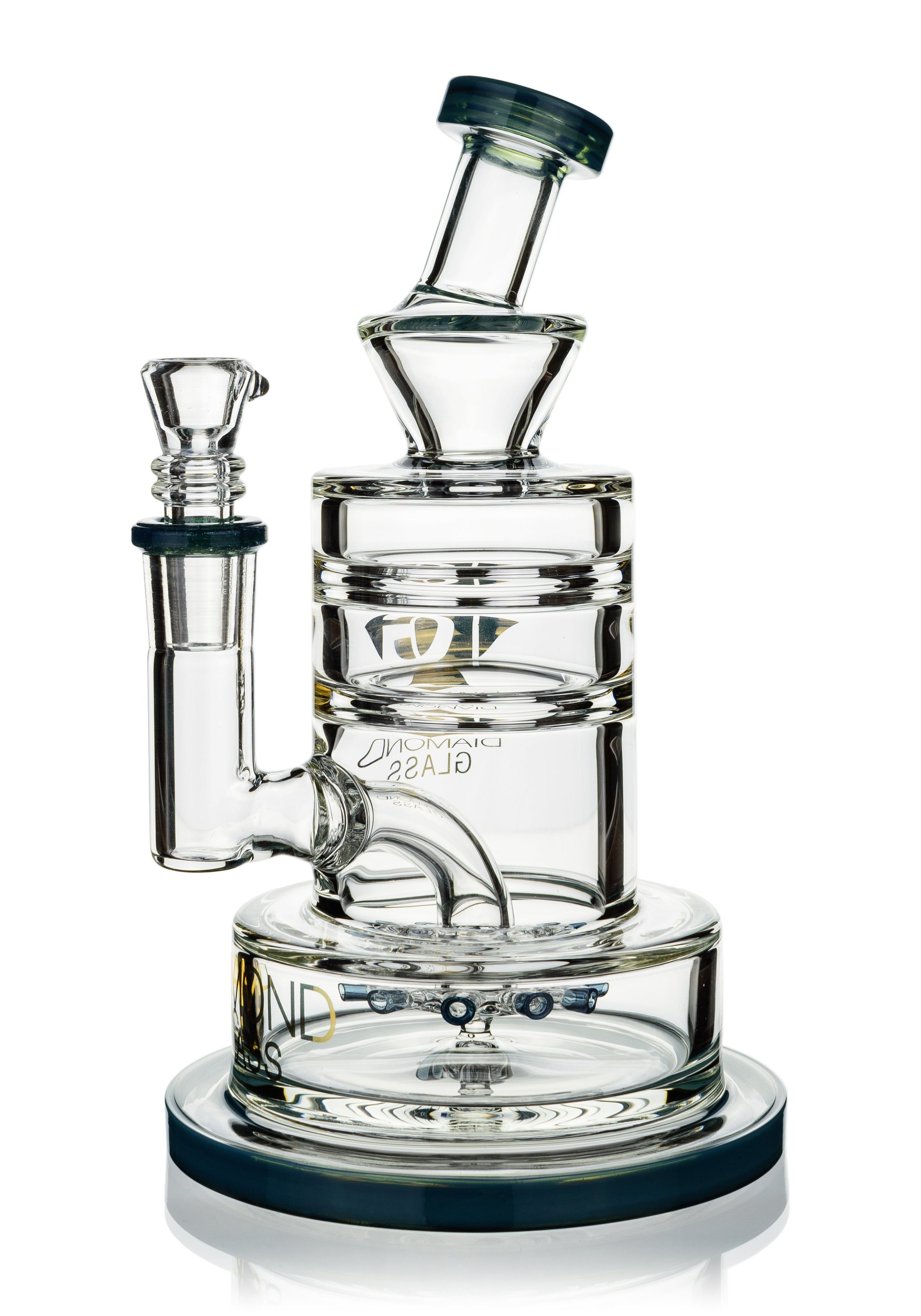 8" Heavy Base Crystal Cut Rig w/ Cyclone Perc, by Diamond Glass (free banger included) - Bat Kountry