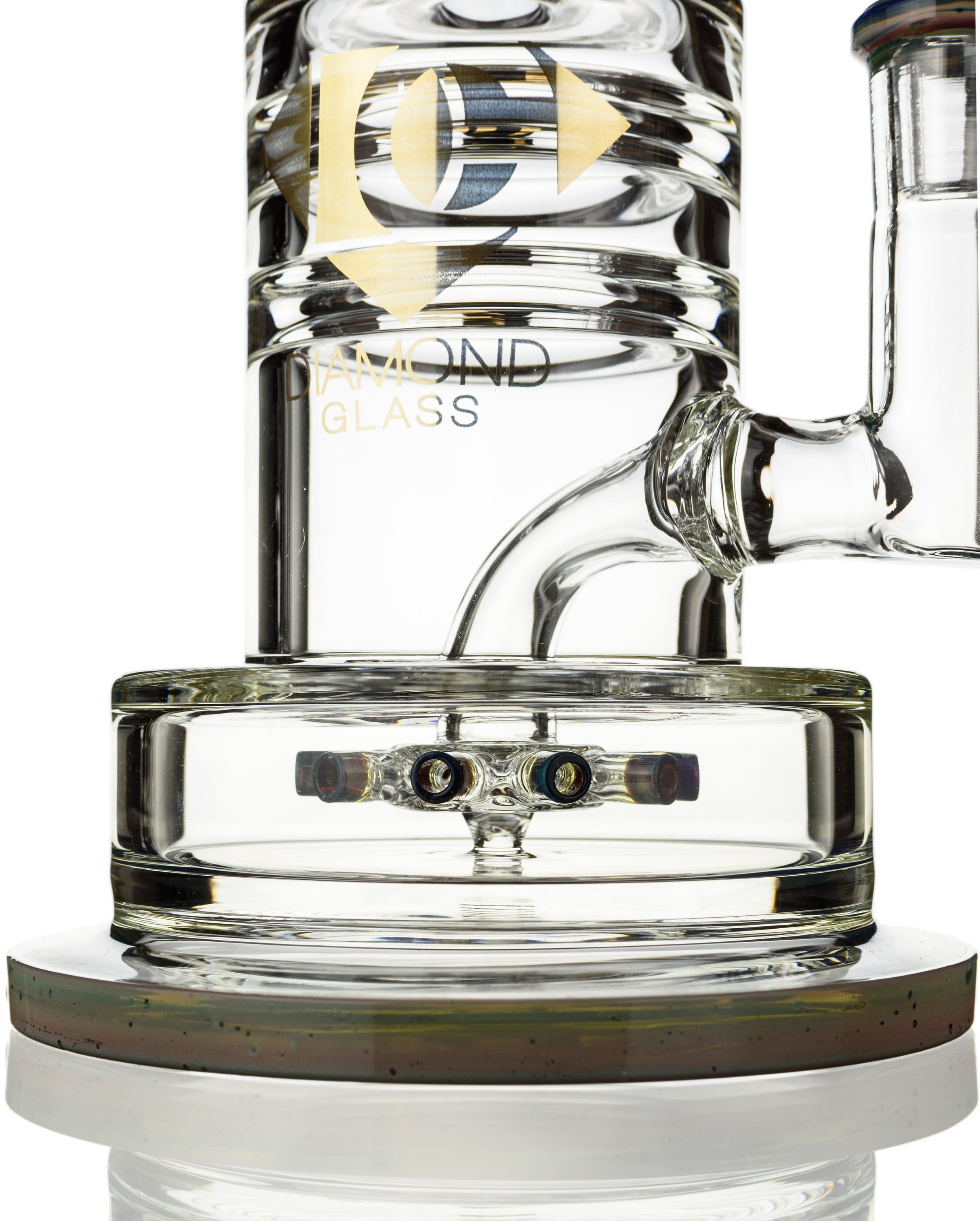 8" Heavy Base Crystal Cut Rig w/ Cyclone Perc, by Diamond Glass (free banger included) - Bat Kountry