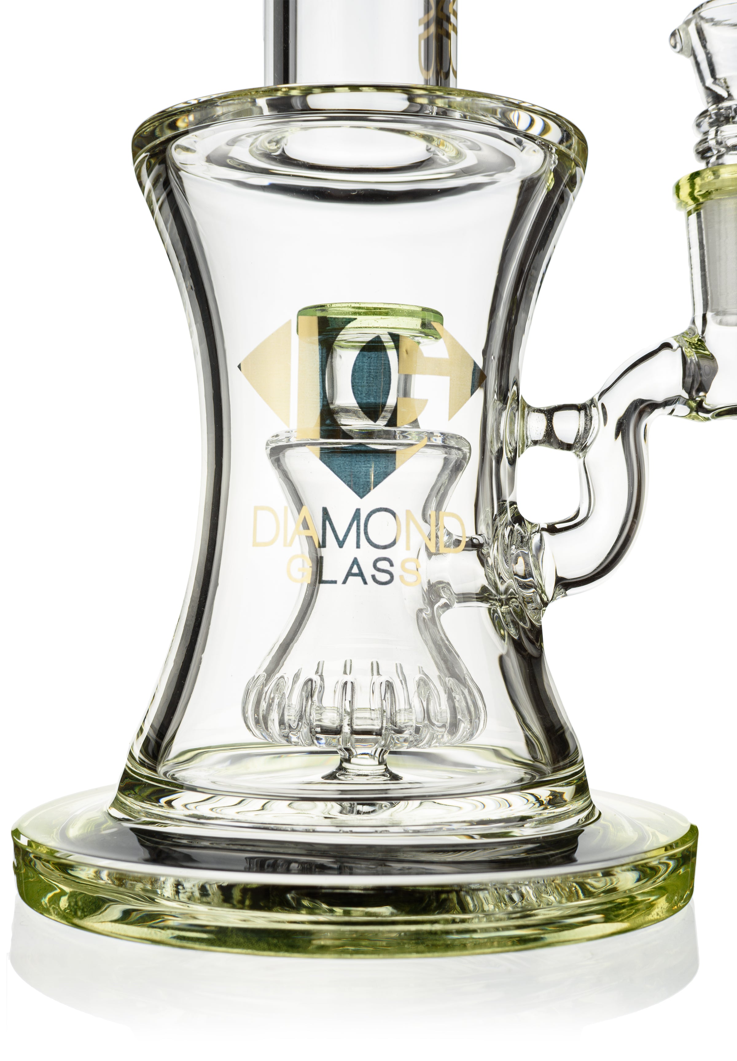 8" Hourglass Rig w/ Showerhead Perc, by Diamond Glass (free banger included) - Bat Kountry