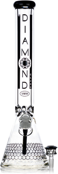 18" Heavy Super Thick 9mm Beaker Bong w/ Ice Pinch, by Diamond Glass - Bat Kountry