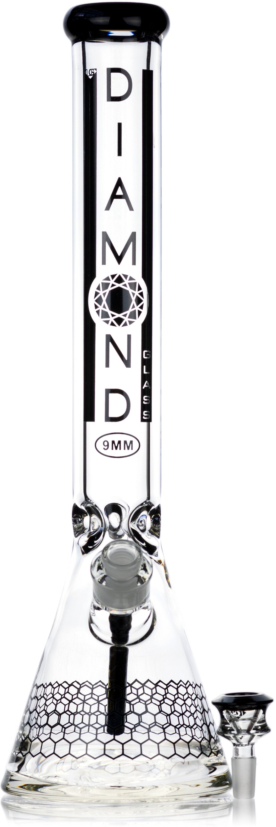 18" Heavy Super Thick 9mm Beaker Bong w/ Ice Pinch, by Diamond Glass - Bat Kountry