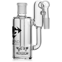 Ash Catcher w/ 14mm Joint, 90˚ Angle, Recycler Double Showerhead, by Diamond Glass