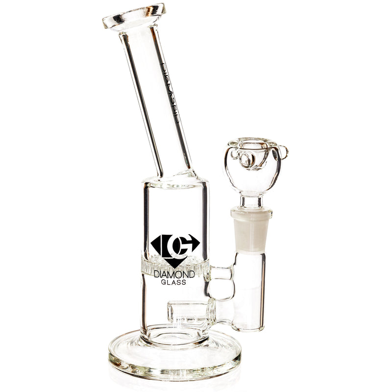 8" Rig w/ Inline to Honeycomb Perc, by Diamond Glass (free banger included) - BKRY Inc.