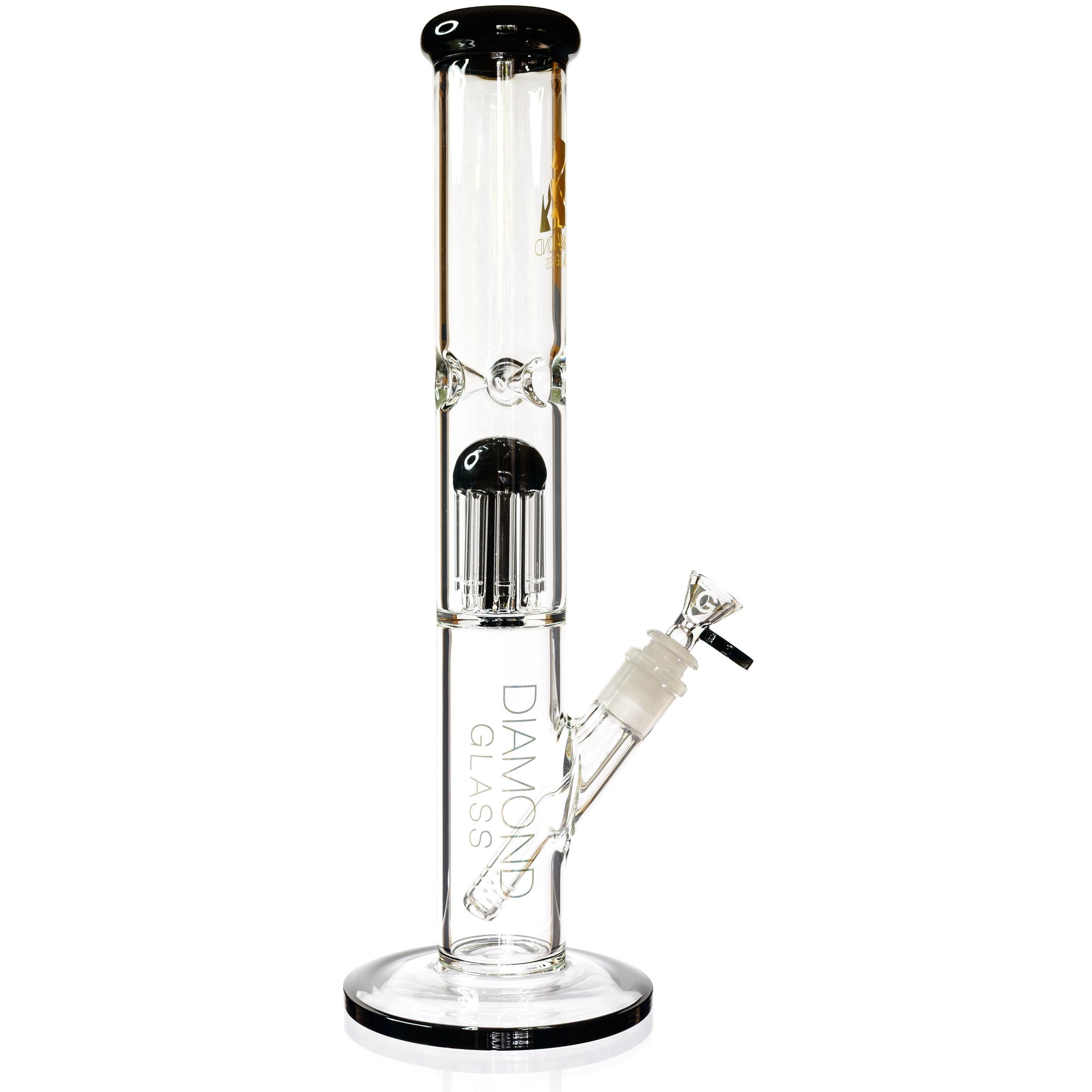 15" Straight Tube Bong w/ Single Chamber 8-Arm Tree Perc, by Diamond Glass - BKRY Inc.