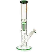 15" Straight Tube Bong w/ Single Chamber 8-Arm Tree Perc, by Diamond Glass - BKRY Inc.