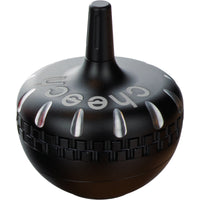 Grinder by Cheech Glass in black, spike top design with CNC-cut teeth marks and logo