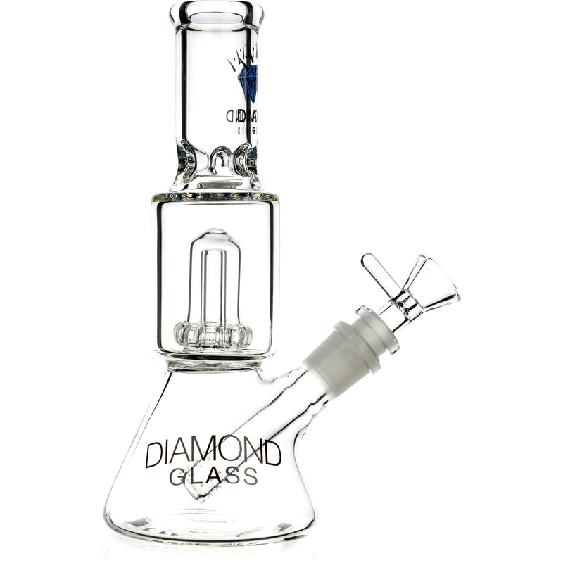Diamond Glass 8 14mm Flower Perc White Oil Can Bubbler w/ S