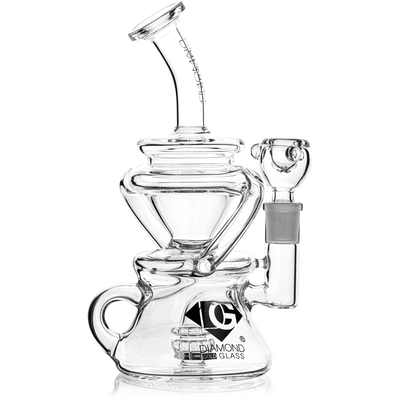 9" Hourglass Swiss Recycler Rig, by Diamond Glass (free banger included)