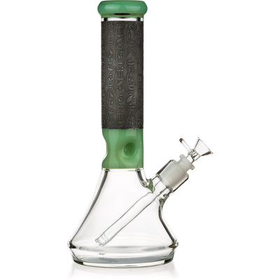 12" 7mm Beaker Bong with Egyptian Hieroglyphs Designs, by Diamond Glass - BKRY Inc.