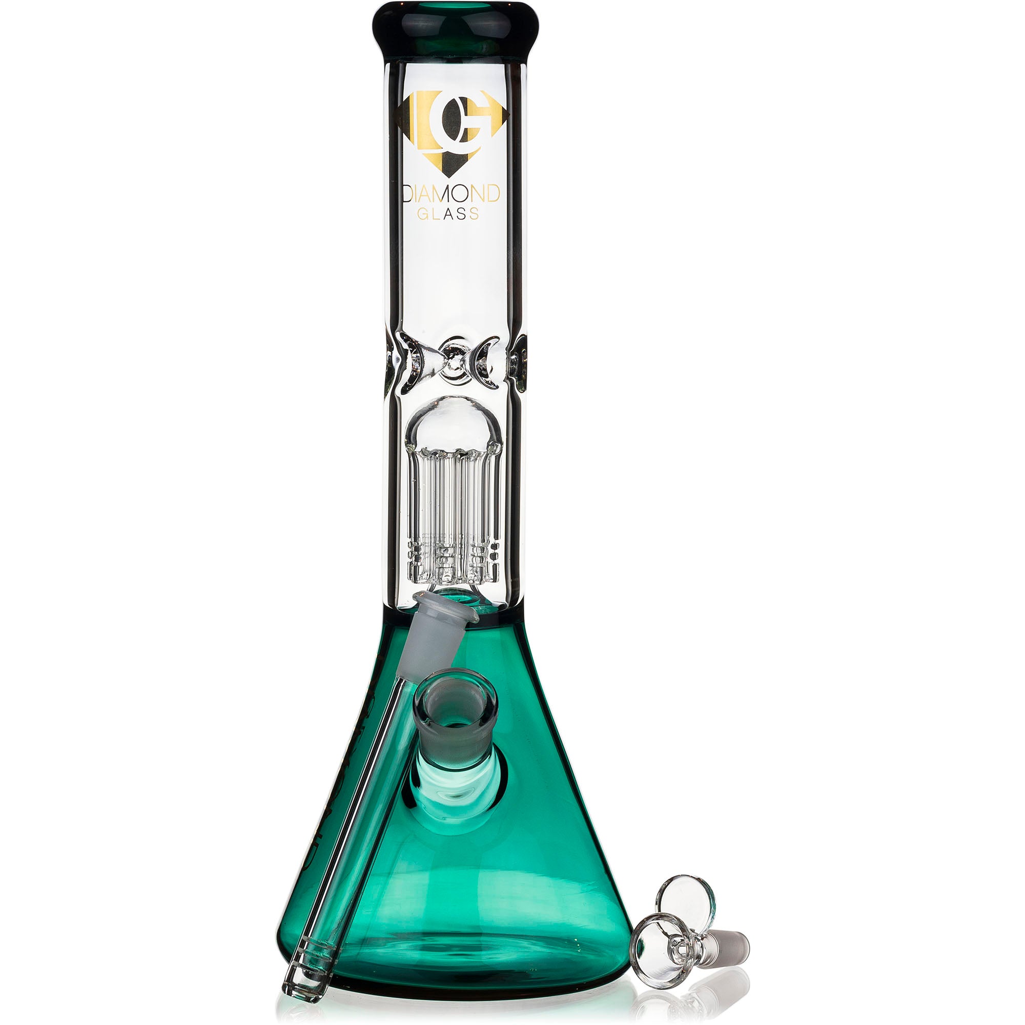 14" Tree Perc Single Chamber Beaker Bong, by Diamond Glass