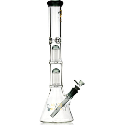18" Thick 7mm Double Chamber Tree Perc Bong, by Diamond Glass - BKRY Inc.