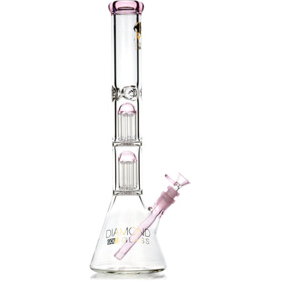 18" Thick 7mm Double Chamber Tree Perc Bong, by Diamond Glass - BKRY Inc.