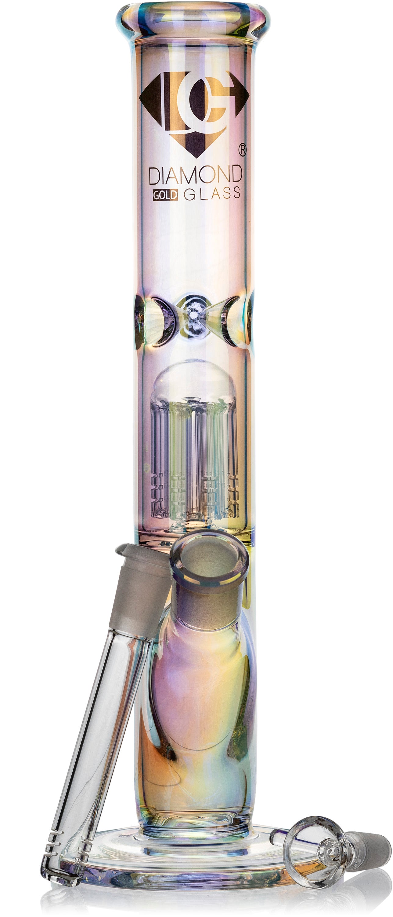 12 GLASS TOBACCO WATER PIPE STRAIGHT WITH CRYSTAL