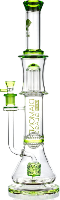 18” Triple Threat Showerhead honeycomb 11-Arm Beaker Bong, by Diamond Glass