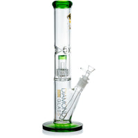 14" Straight Tube Matrix Perc Bong, by Diamond Glass