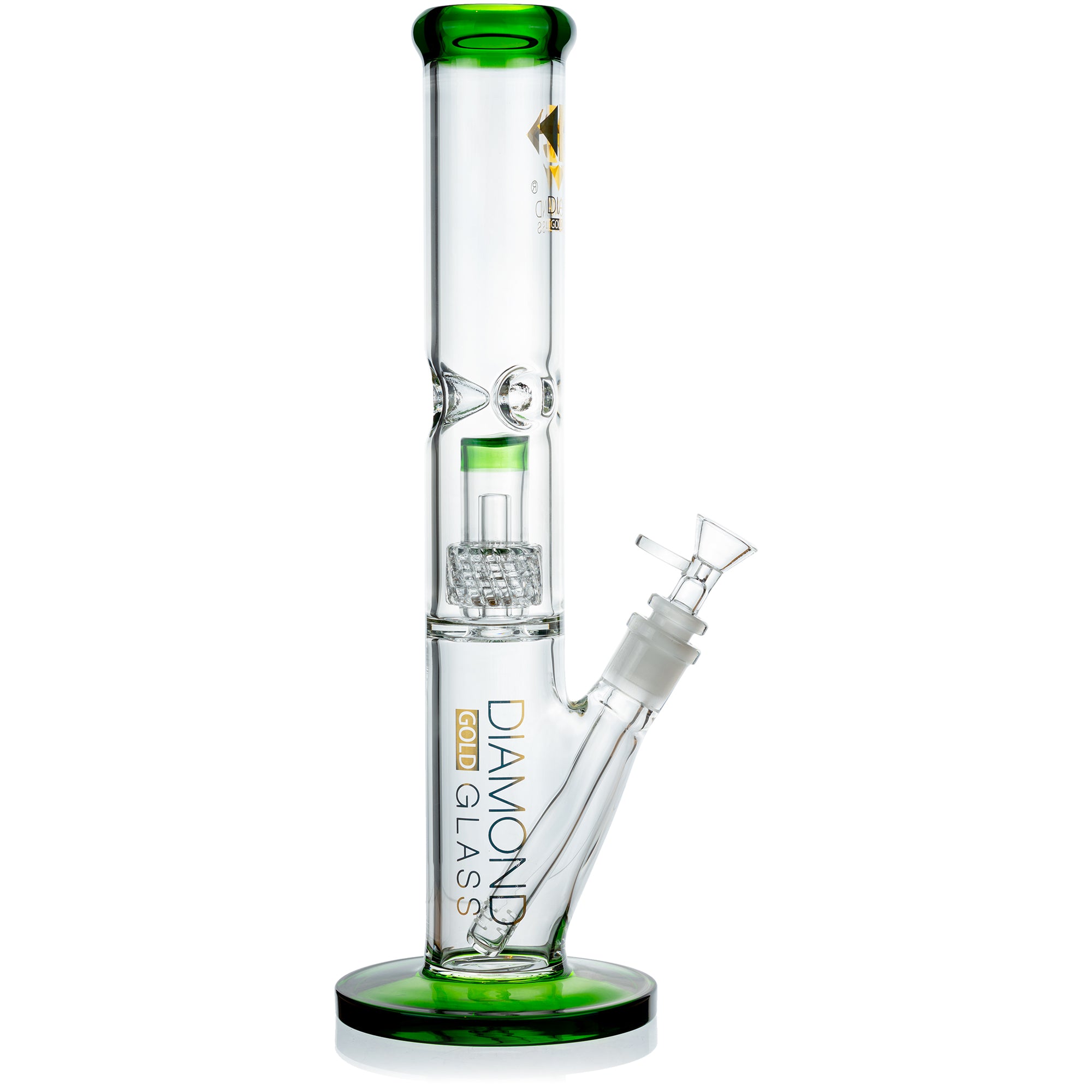 14" Straight Tube Matrix Perc Bong, by Diamond Glass