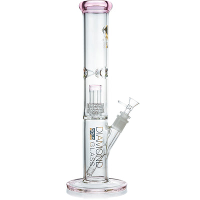 14" Straight Tube Matrix Perc Bong, by Diamond Glass