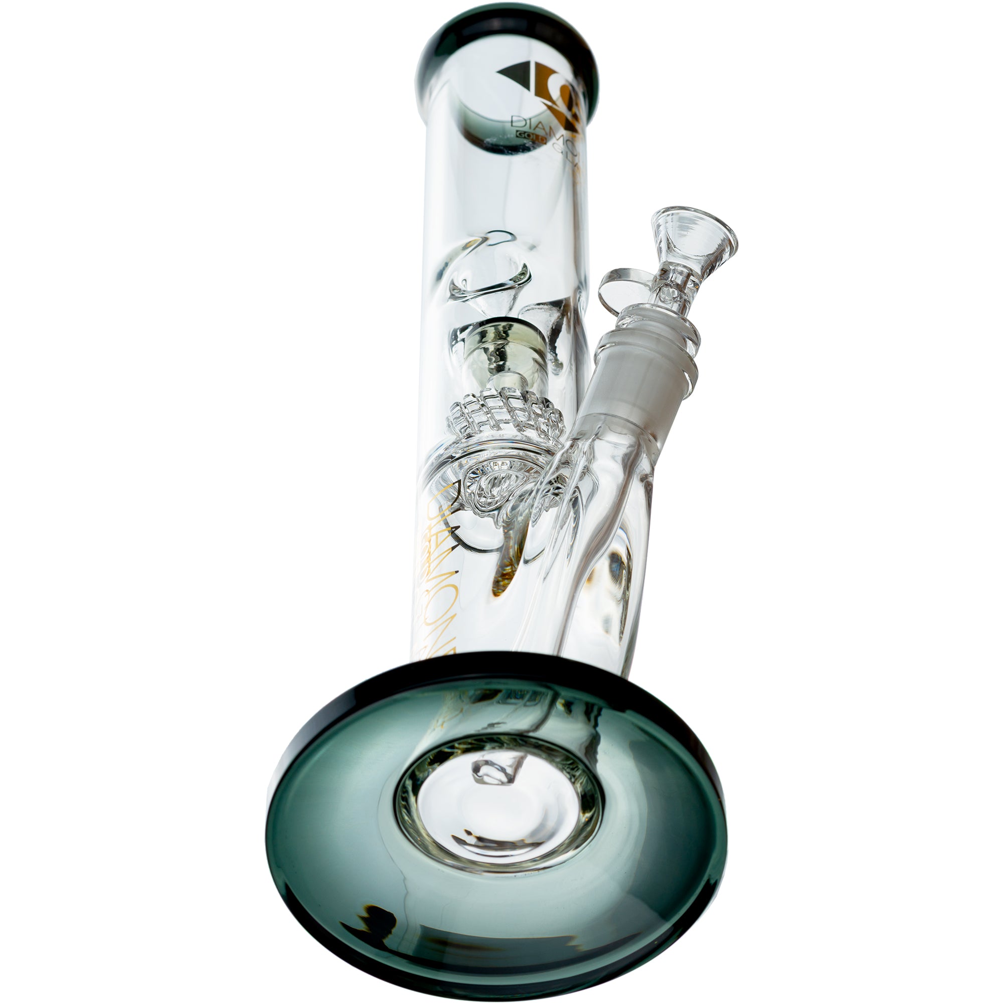 14" Straight Tube Matrix Perc Bong, by Diamond Glass