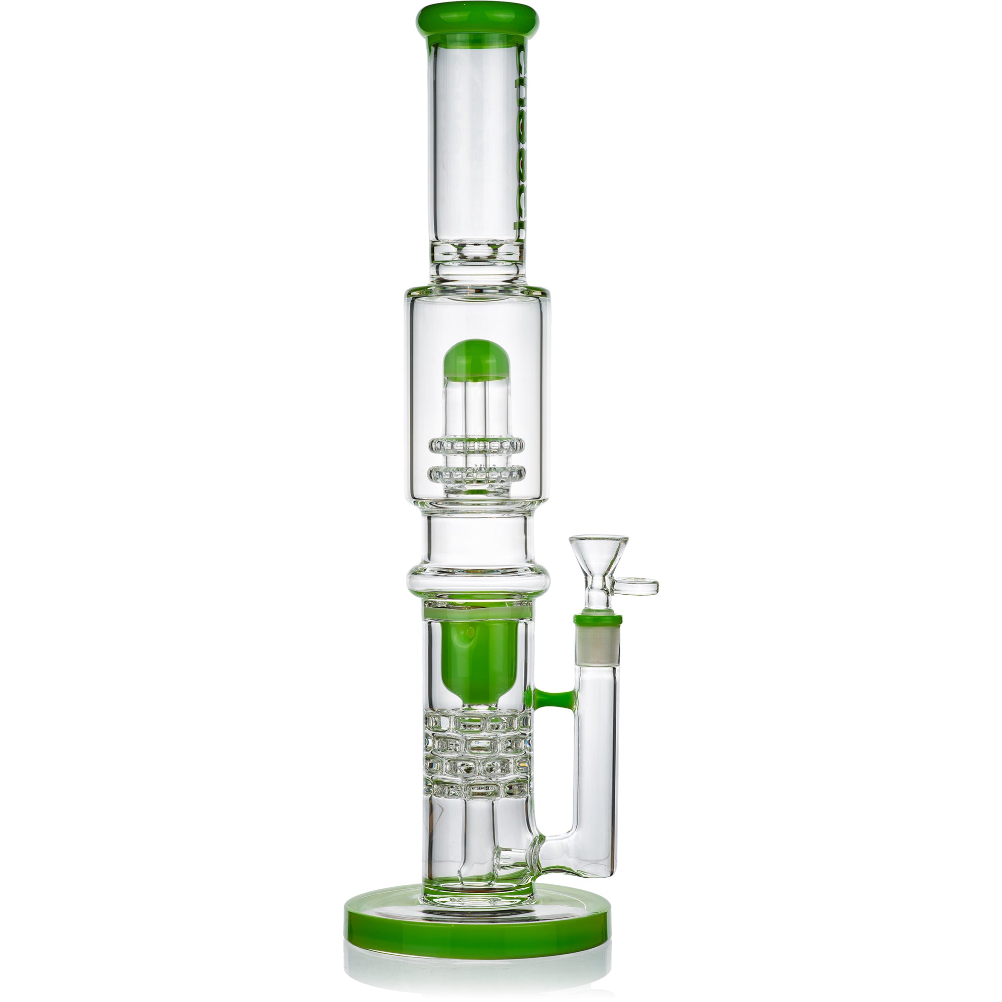 16" Double Honeycomb Ratchet Perc Bong, by Cheech Glass