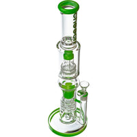 16" Double Honeycomb Ratchet Perc Bong, by Cheech Glass