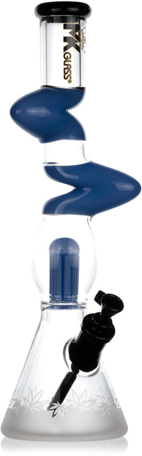 19" Sandblasted Zinger Beaker Bong with Tree Percolator, by MK100 Glass