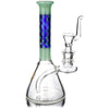 7" Beaker Bong w/ Patterned Color Glass Neck, by Crystal Glass (free banger included) - BKRY Inc.