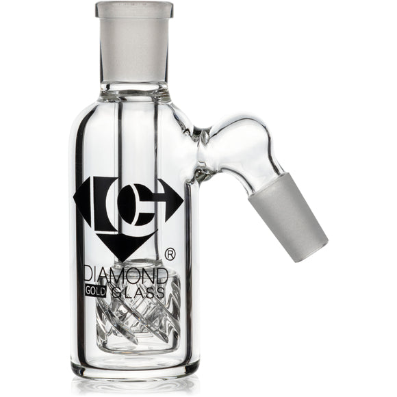 Ash Catcher w/ 14mm Joint, 45˚ Angle Reti Perc, by Diamond Glass
