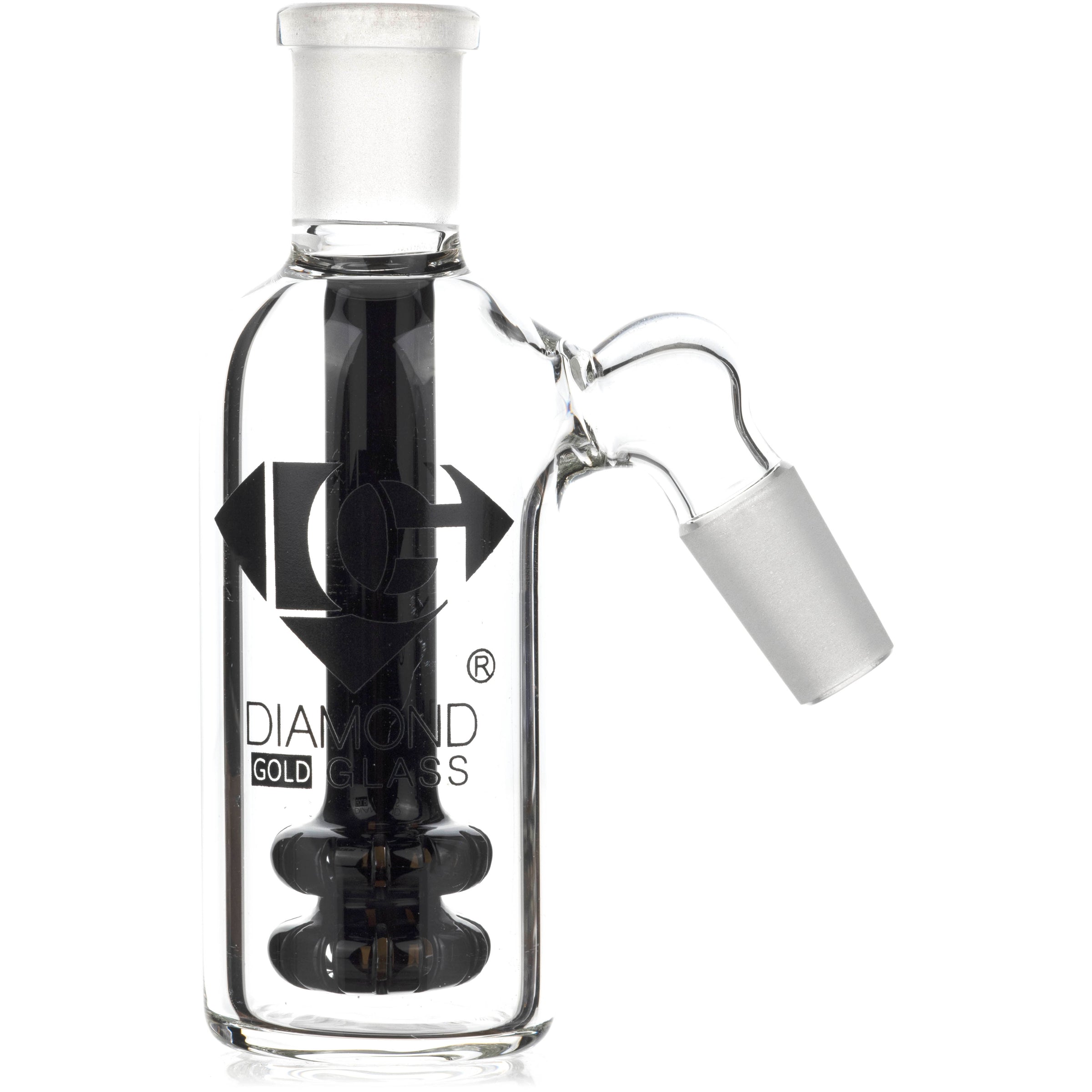 Ash Catcher w/ 14mm Joint, 45˚ Angle, Double Showerhead, by Diamond Glass