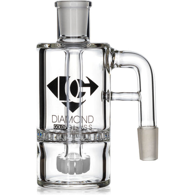 Ash Catcher w/ 14mm Joint, 90˚ Angle, Honeycomb to Showerhead, by Diamond Glass - Bat Kountry