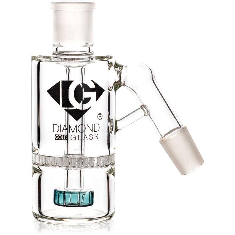 Ash Catcher w/ 18mm Joint, 45˚ Angle, Honeycomb to Showerhead, by Diamond Glass