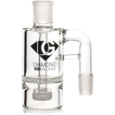 Ash Catcher w/ 18mm Joint, 90˚ Angle, Honeycomb to Showerhead, by Diamond Glass - BKRY Inc.