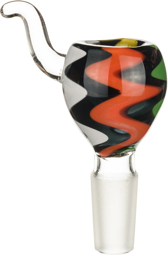 14mm Color Zigzag Male Bowl with handle - Bat Kountry