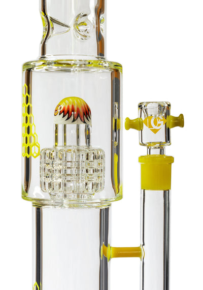 16" Straight Tube Heizman Bong w/ Dual Gridded Matrix Perc, by Diamond Glass - Bat Kountry