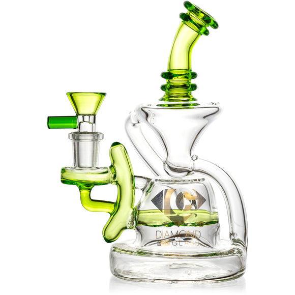 7” Recycler Inline Dab Rig (Diamond Juno), by Diamond Glass (free banger included)